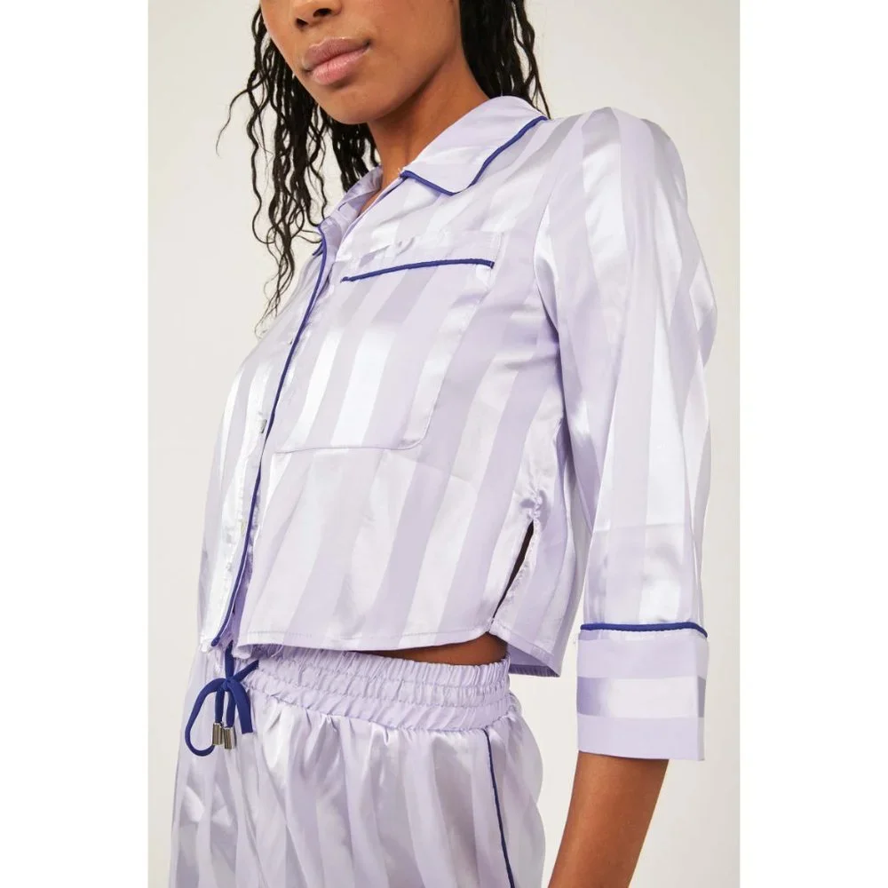 FREE PEOPLE Solid Pillow Talk PJ Set / Violet Frost - Picture 5 of 7